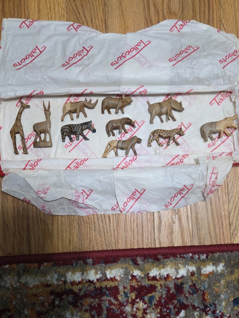 Handcarved Wooden Safari Animal Set - Neutral Wood Tones